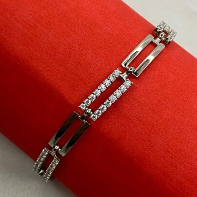 Sleek Silver Rectangular Bracelet - RISHA JEWELS