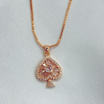 Buy Rose Gold Spade Shape Brass Pendant Online | Risha Jewels