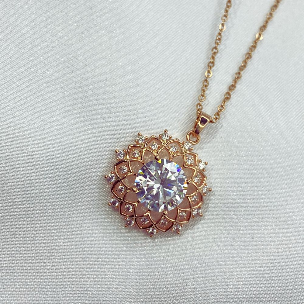 Rose Gold Brass Pendant With Floral Beauty - Image 2