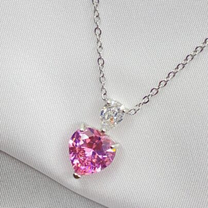 Buy Graceful Pink Heart Pendant Online | Risha Jewels