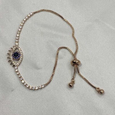 Buy Evil Eye Rose Gold Brass Bracelet Online | Risha Jewels