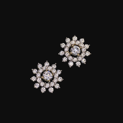 Buy Brass Brilliance Floral Diamond Earrings Online | Risha Jewels