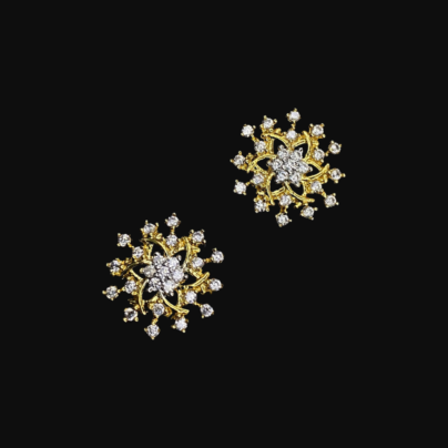 Buy Floral Double Plated Brass Stud Online | Risha Jewels