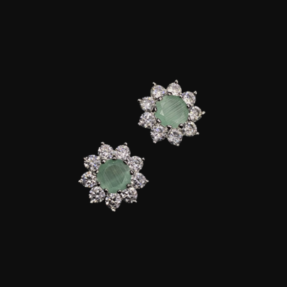 Buy Mint Green Stone Studs Online | Risha Jewels