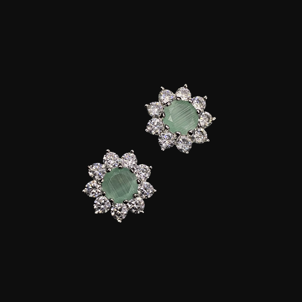 Buy Mint Green Stone Studs Online | Risha Jewels