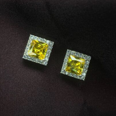 Buy Mesmerizing Square Yellow Brass Stud online | Risha Jewels