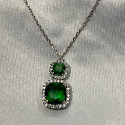 Buy Brass Green Diamond Tiered Pendant Online | Risha Jewels