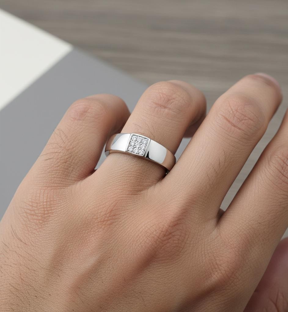 Classic Zircon Silver Men Ring - Image 2