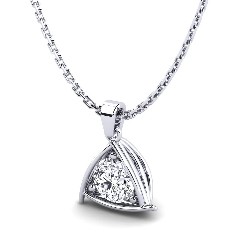 Silver Triangular Pendant With Solitaire - Image 2