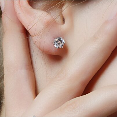 Buy Periwinkle Petal Silver Studs online | Risha Jewels