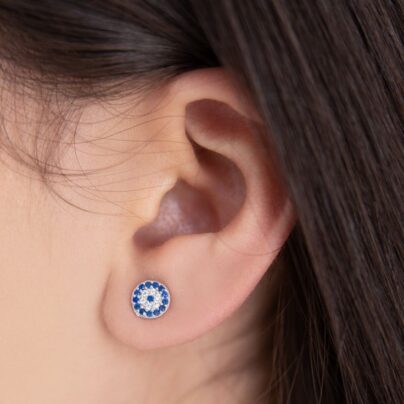 Buy Sapphire Evil Eye Stud Earrings Online | Risha Jewels