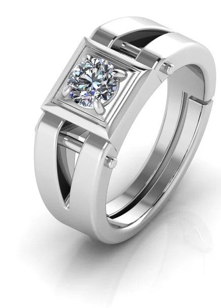 Sleek Silver Statement Ring For Him - Image 3