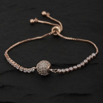 Buy Rose Gold Round Ball Brass Bracelet Online | Risha Jewels