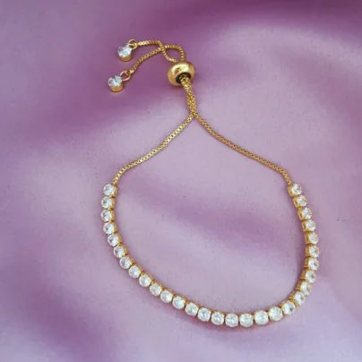 Buy Circular Stone Line Brass Bracelet | Risha Jewels