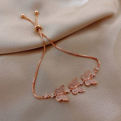 Buy Rose Gold Butterfly Brass Flutter Bracelet | Risha Jewels