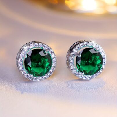 Buy Forest Green Brass Stud Earrings Online | Risha Jewels