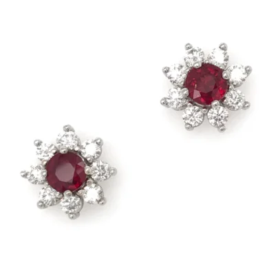 Buy Red Floral Brass Studs Online | Risha Jewels