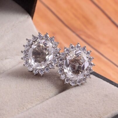 Buy Oval Brass Zircon Stud Online | Risha Jewels