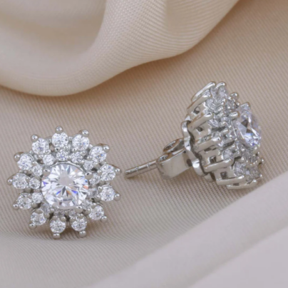 Buy Chic Brass Zirconia Statements Earrings Online | Risha Jewels