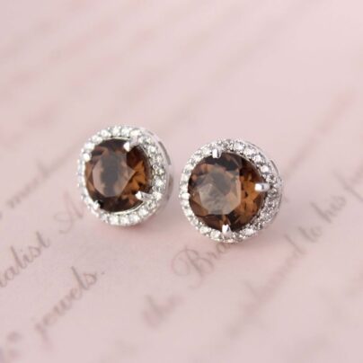 Buy Hazelnut Brown Brass Studs Online | Risha Jewels
