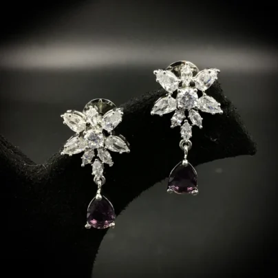 Buy Floral Brass Dangler Earrings Online | Risha Jewels