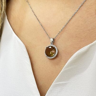 Buy Olive Green Brass Pendant Online | Risha Jewels