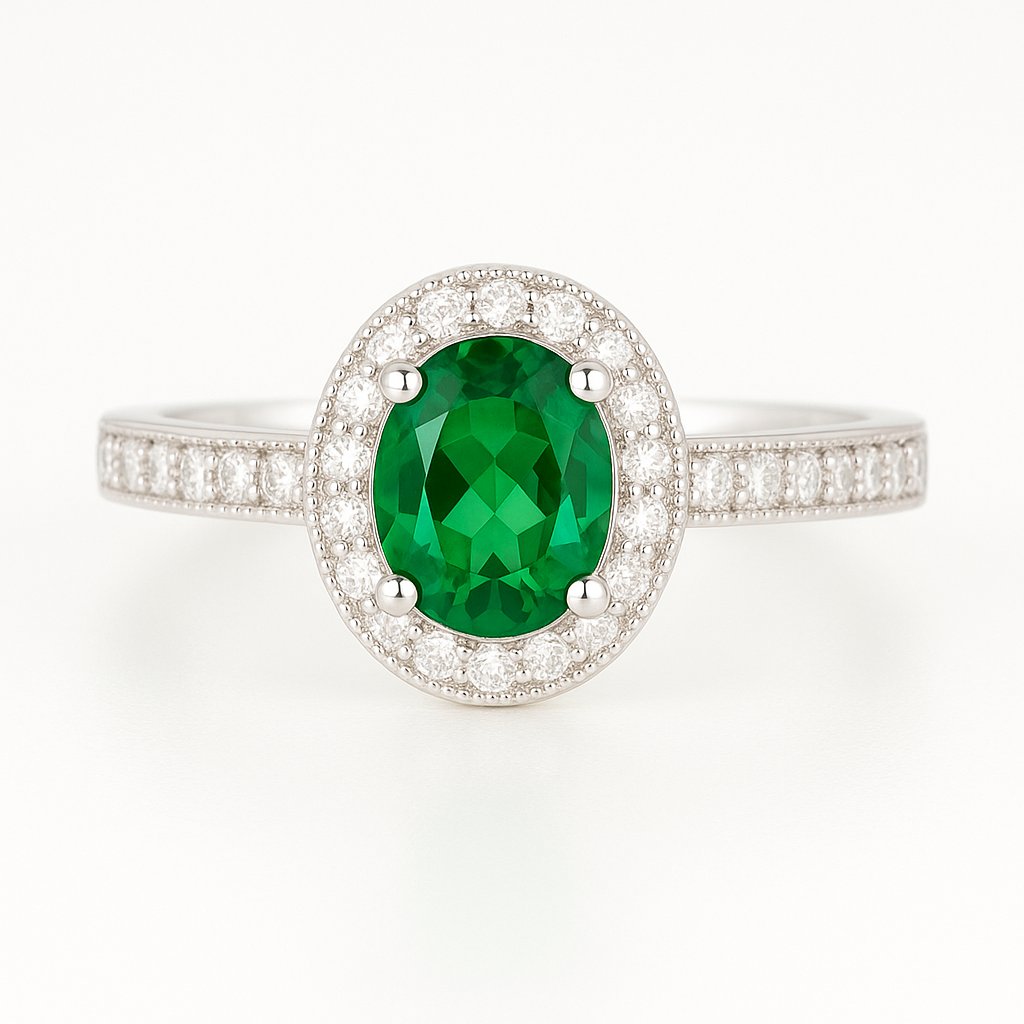 Silver Enchanted Green Emerald Ring For Her