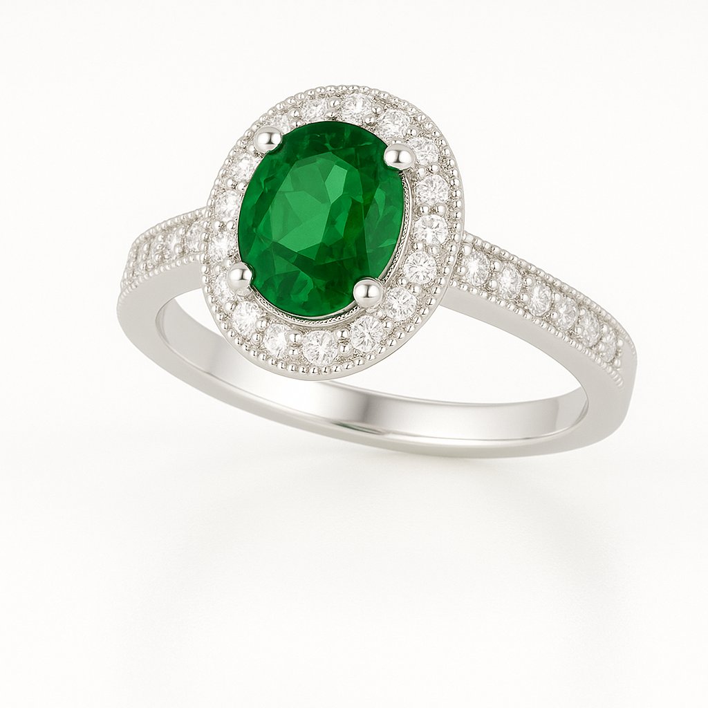 Silver Enchanted Green Emerald Ring For Her - Image 2