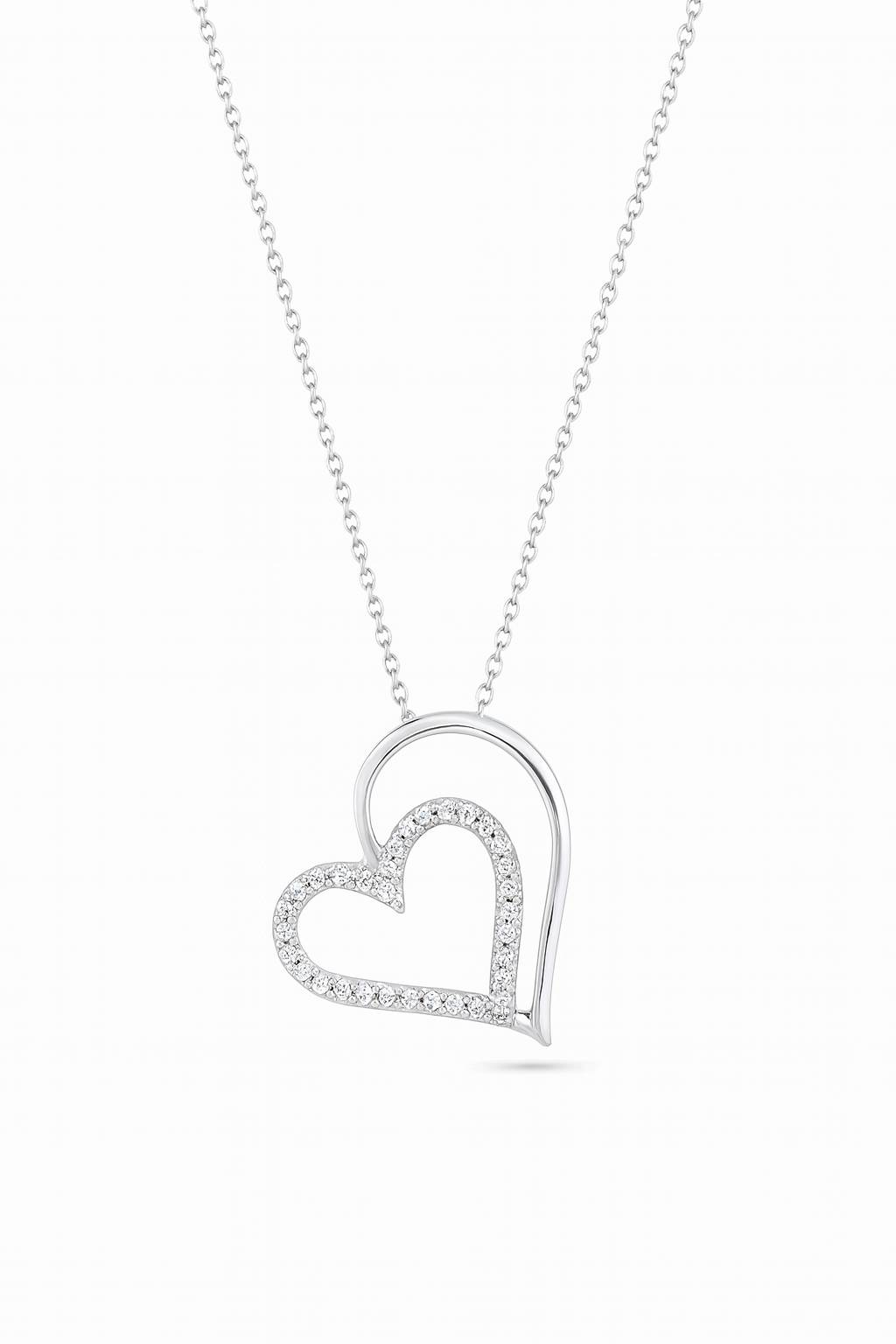 Dual Heart Silver Charm Pendant