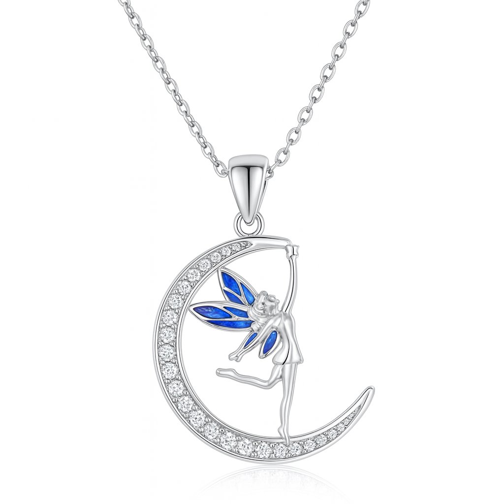 Moonlight Whimsy Half Moon Fairy Pendant