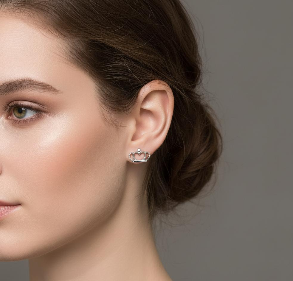 Silver Tiara Earrings - Image 2