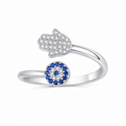 Silver Evil Eye Amulet Ring