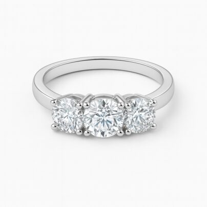Triplet Sparkle Zircon Silver Ring