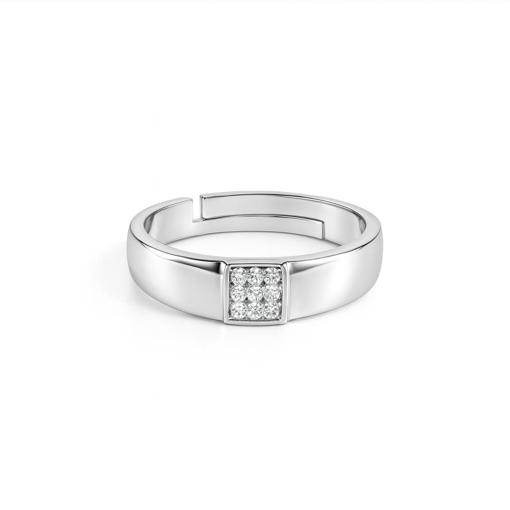 Classic Zircon Silver Men Ring