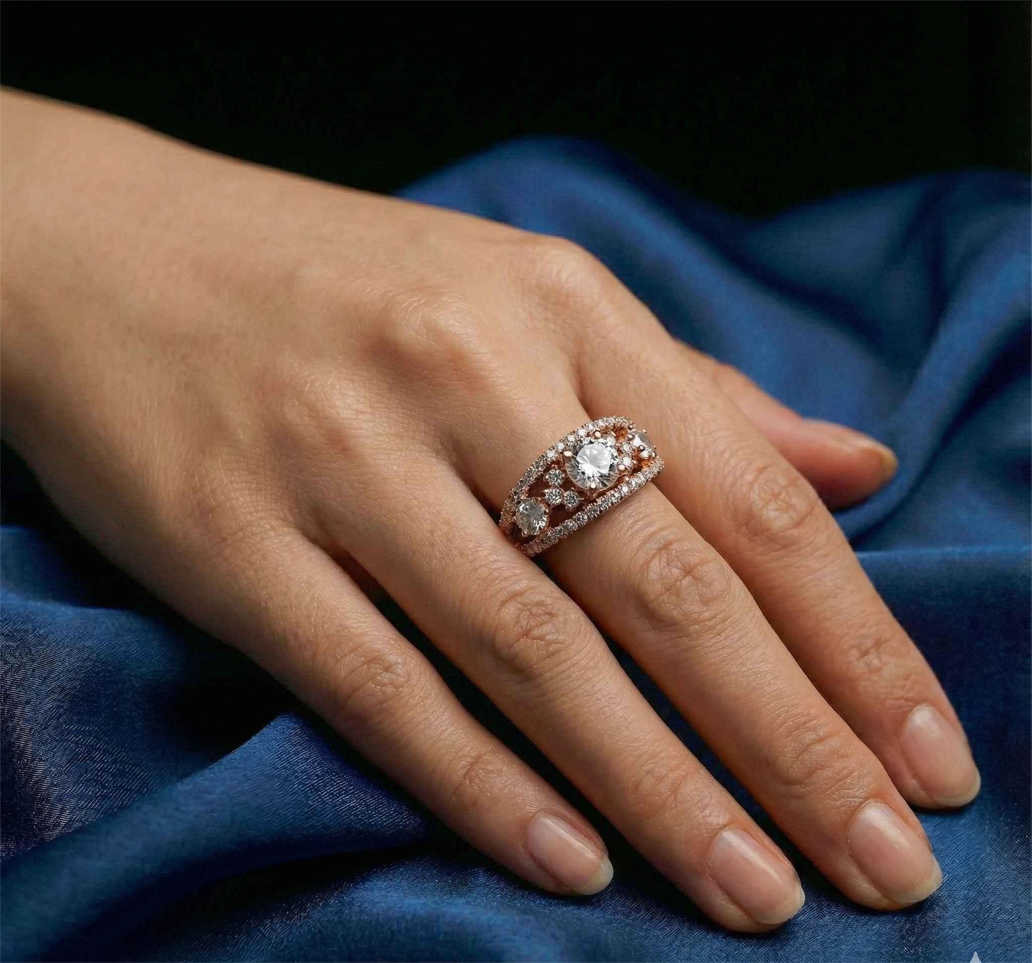 Classic Oval Cut Stone Embedded Gold Tone Brass Ring for Women brass ring