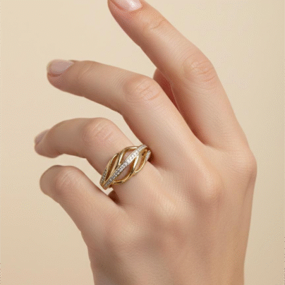 Tangled Line Roe Gold Brass Ring