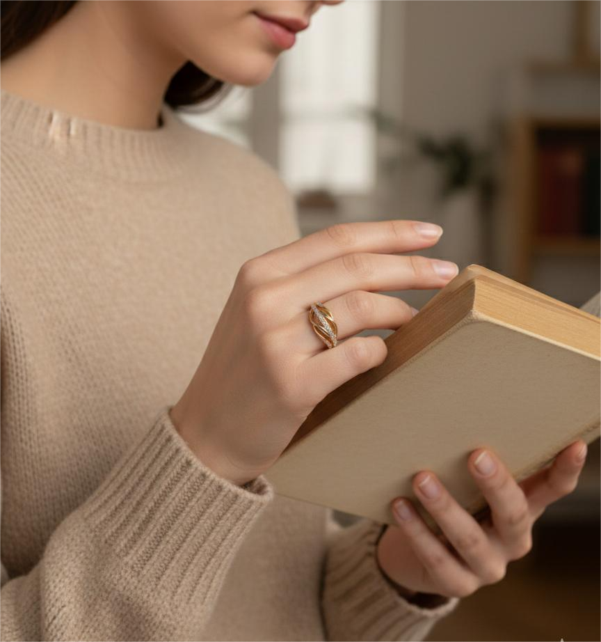 Tangled Line Rose Gold Brass Ring - Image 3