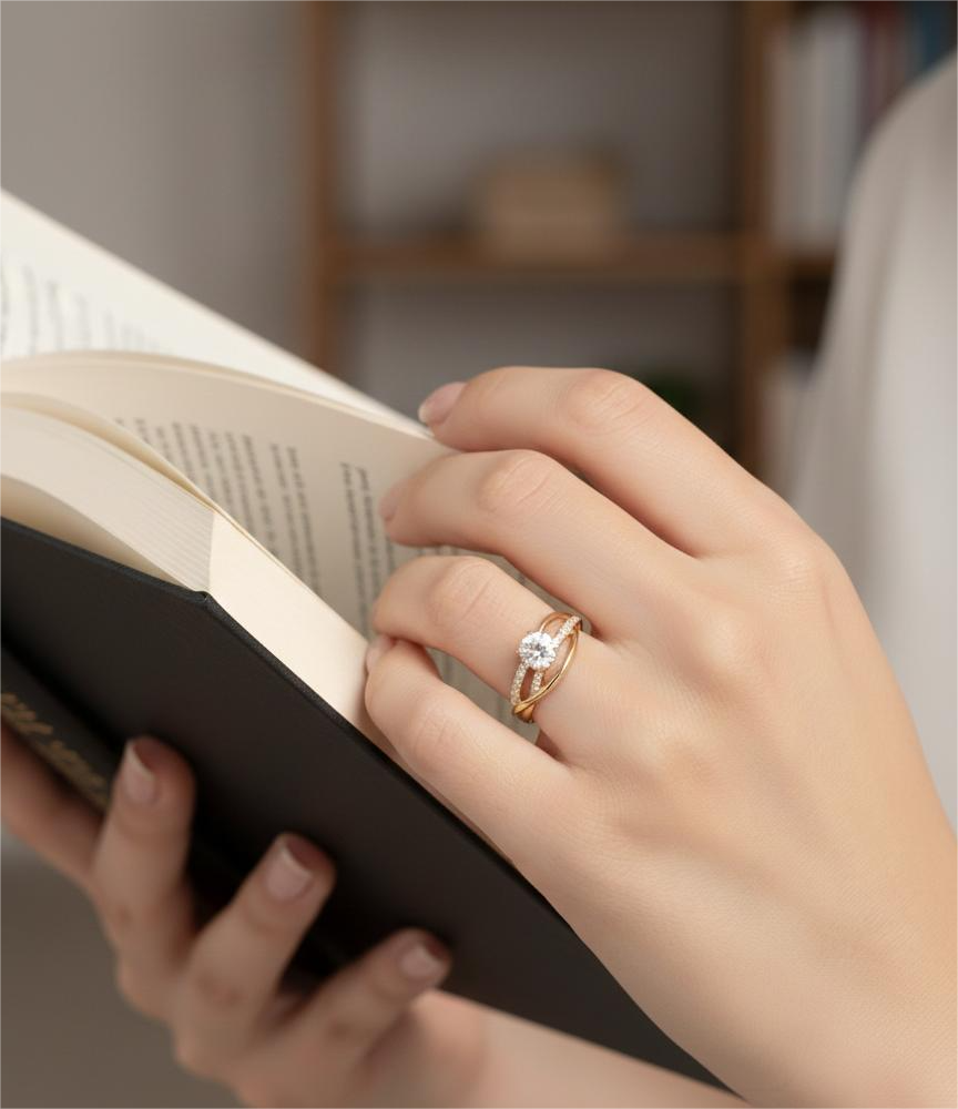 Artistic Rose Gold Brass Ring