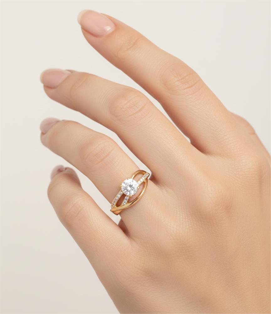 Artistic Rose Gold Brass Ring - Image 2