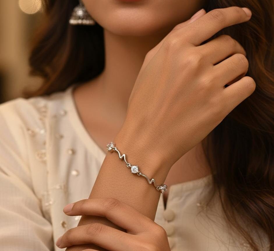silver tennis bracelet