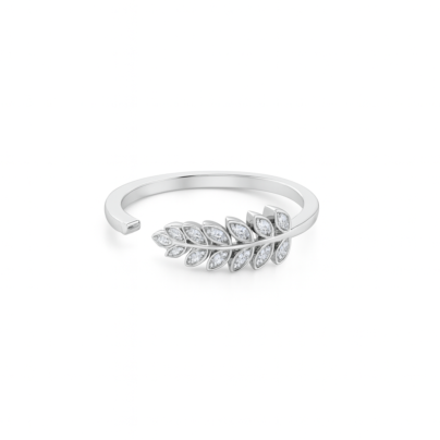 Shop Sej Silver Zircon Leaf Dance Ring