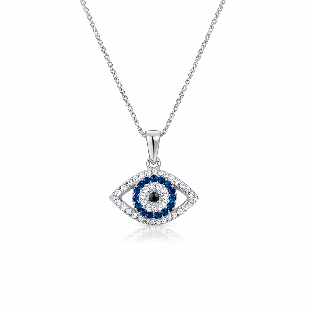 Luminous Silver Evil Eye Charm Pendant