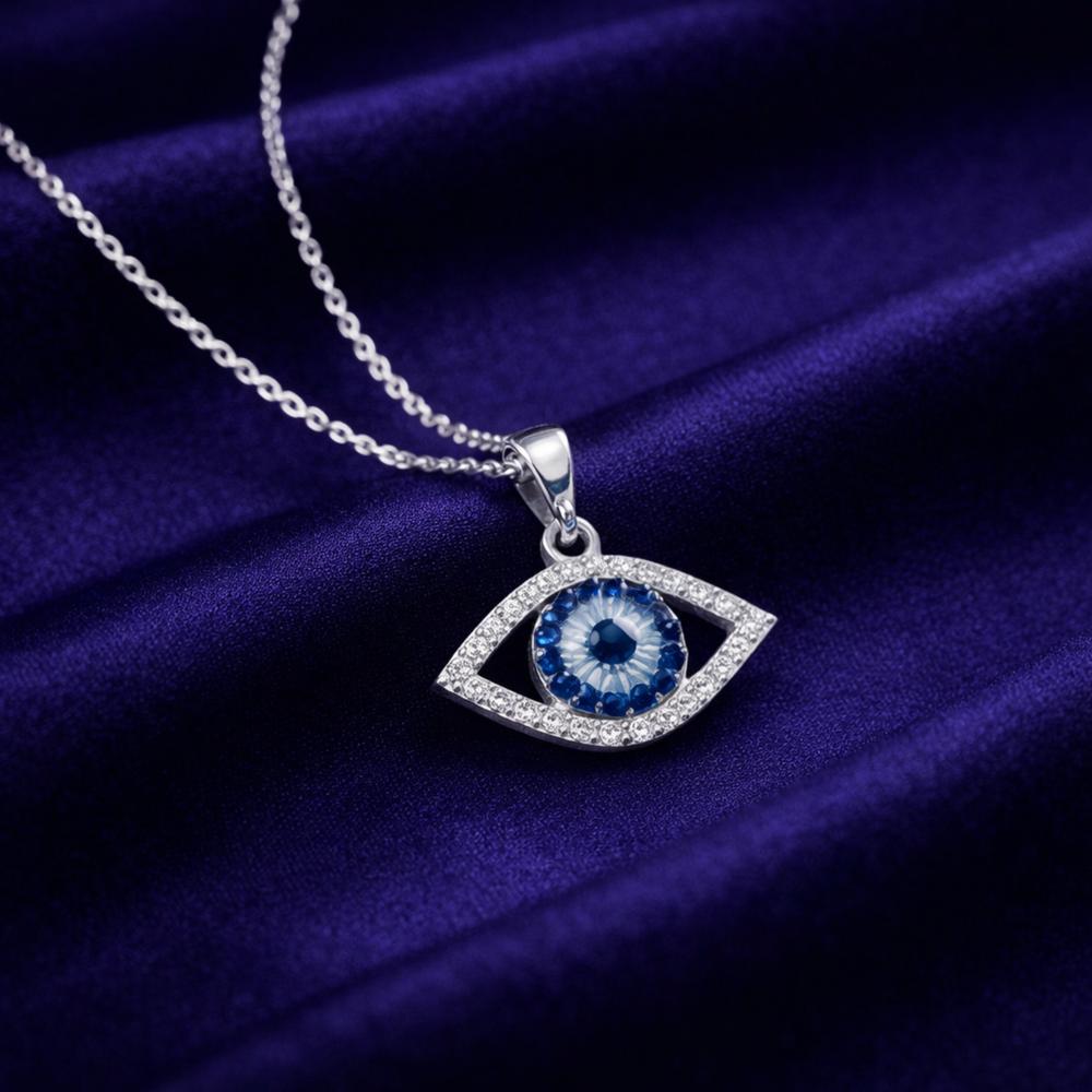 Luminous Silver Evil Eye Charm Pendant - Image 3