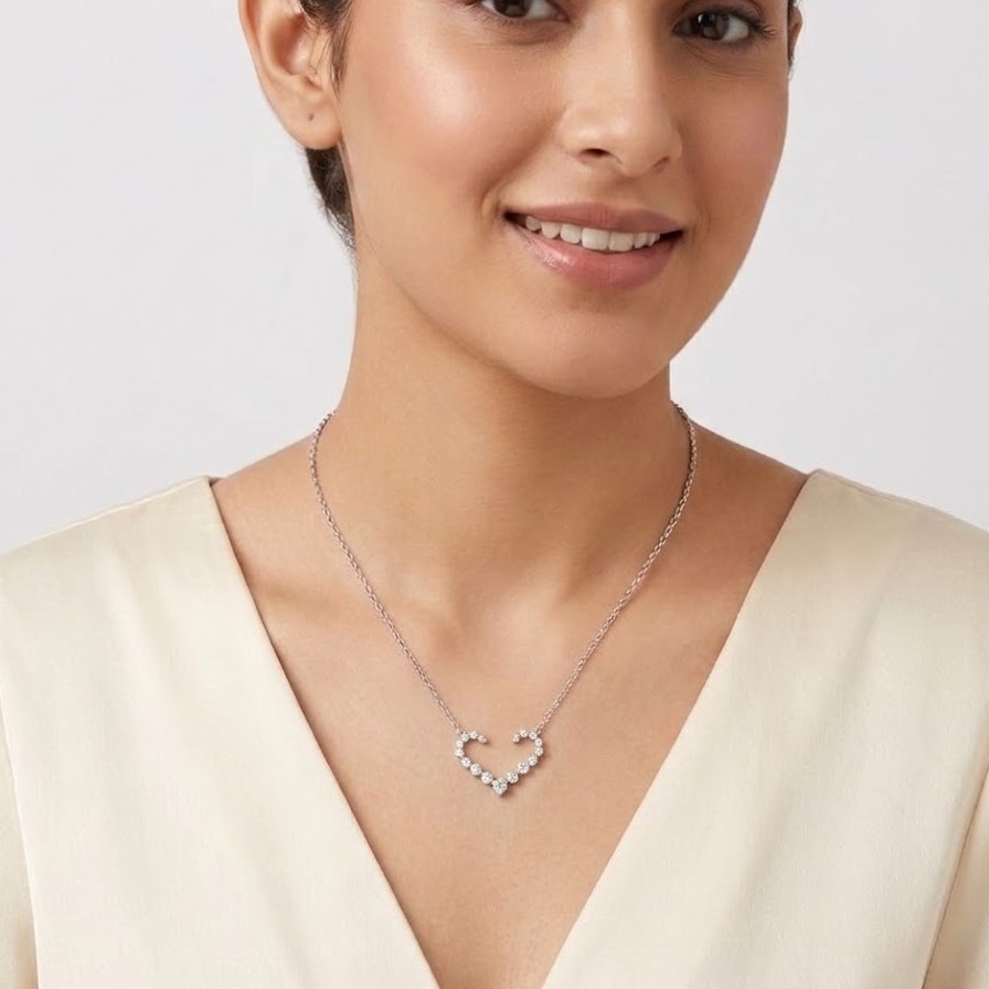 Silver Heart Diamond CZ Pendant - Image 4