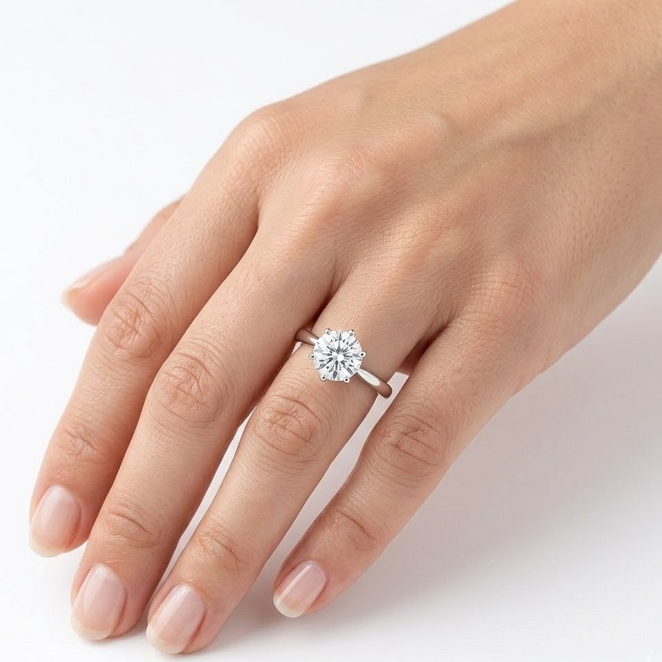 Silver Square Solitaire Ring - Image 3