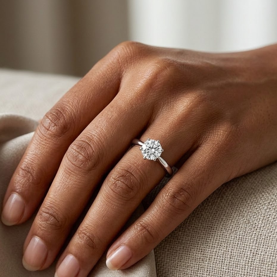 Silver Square Solitaire Ring - Image 4