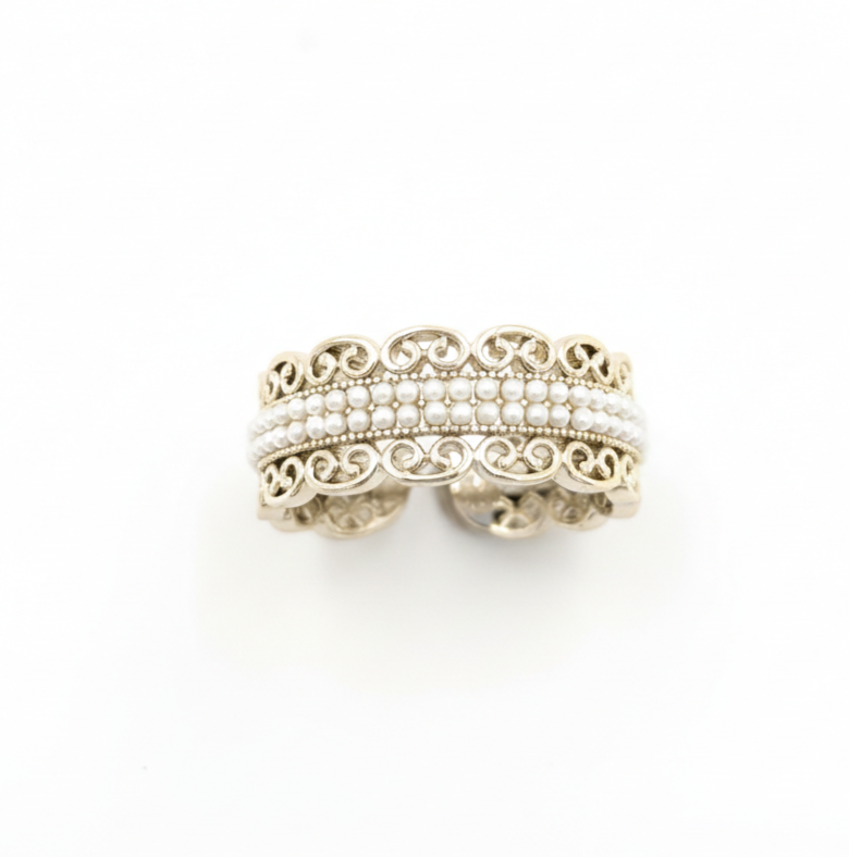 Brass Ring Designed With Small Pearl Bedds - Image 4