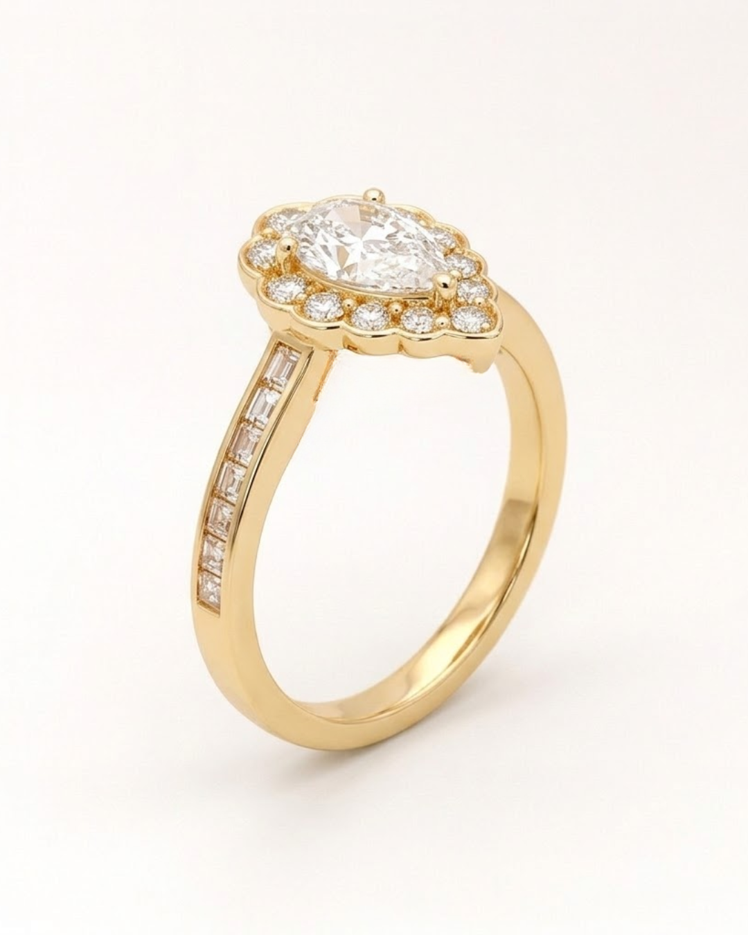 Water Drop Studded Big Stone Brass Ring - Image 4