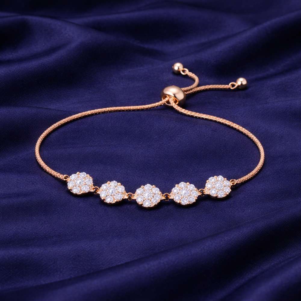 Rose Gold Floral Brass Bracelet - Image 4