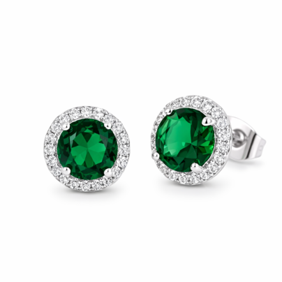 Forest Green Brass Stud Earrings